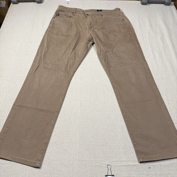 AG Adriano Goldschmied Pants Mens Everett 36x32 Brown Sueded Soft Slim Straight - Picture 2 of 8